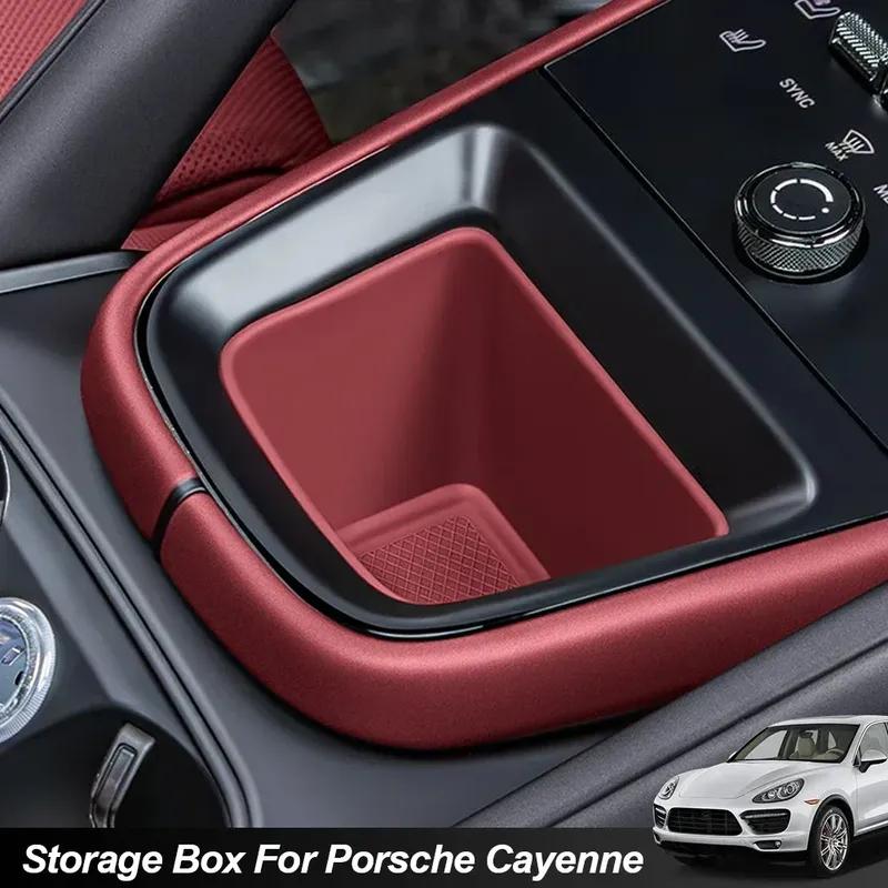 Car Silicone Center Console Organizer Box Cup Holder Wireless Charging Pad Cup Insert Accessories For Porsche Cayenne 2024 2025