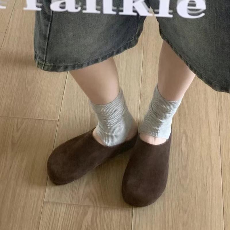 Fashion SUOJIALUN 2025 Autumn Women Flat Heel Mules Shoes Fashion Genuine Leather Round Toe Slip On Slipper Soft Casual Sandal Slides Sh