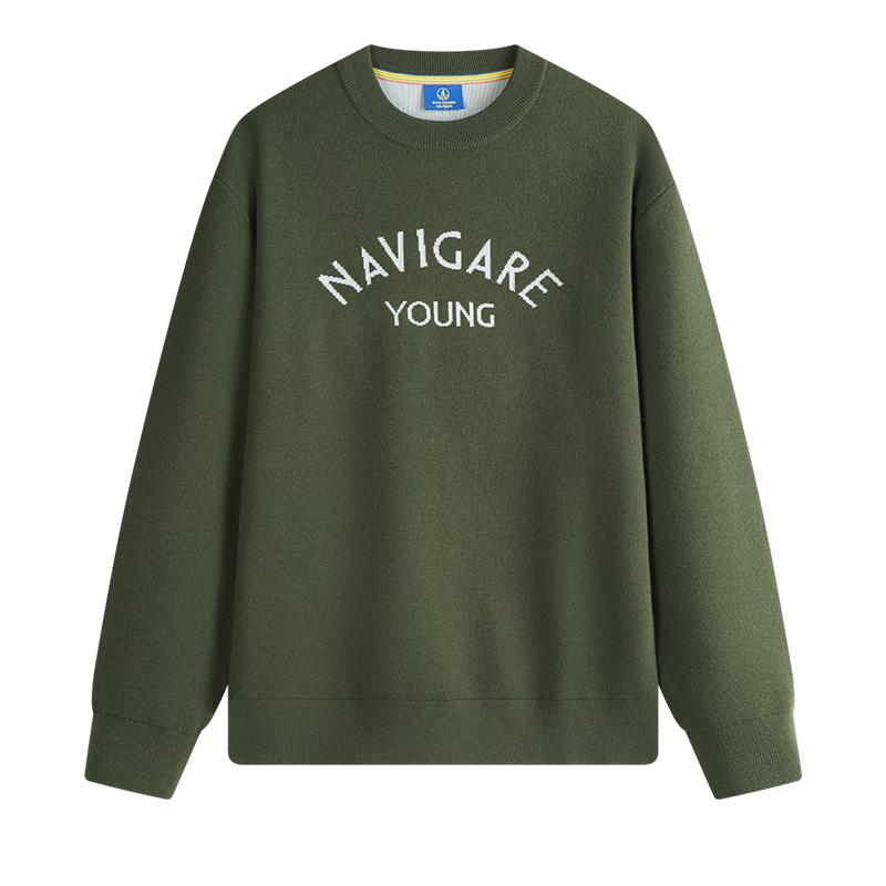 

NVG YOUNG Men s Letter Logo Knit Round Neck Sweater XL