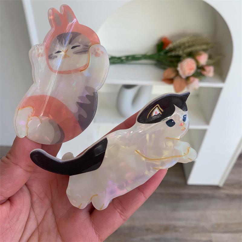 Exquisite Japanese Girlish Style Cartoon Cat Acetate Hair Shark Clip