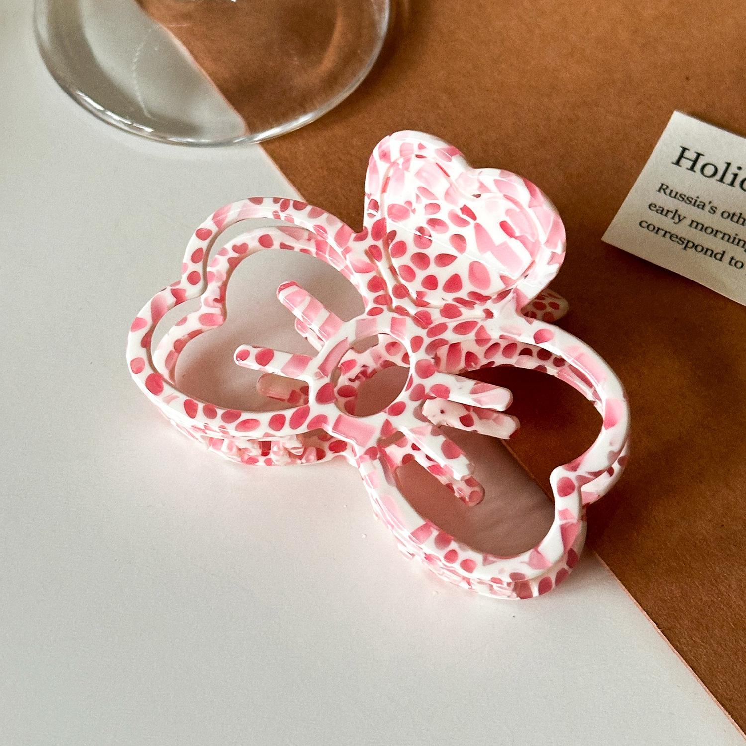 

Premium Acetate Hollow Bow Hair Claw Clip Chic And Versatile For Elegant Hairstyles PinkWhite 8cm