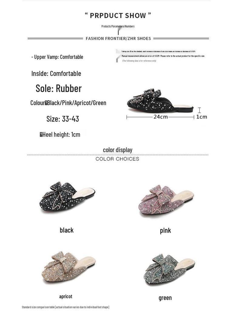 Women's Fashion Flat Soft Sole Half Slippers, Lazy Summer Sandals, Plus Sizes 41-43