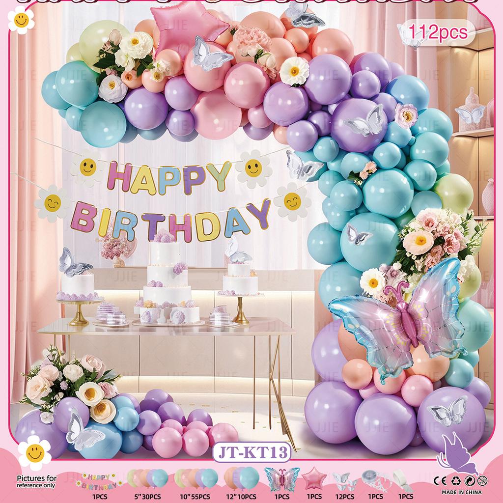 Internet Celebrity Boy Girl Cartoon Balloon Chain Scene Arrangement Party Balloon Decorations Birthday Ceremony Feeling Background Wall
