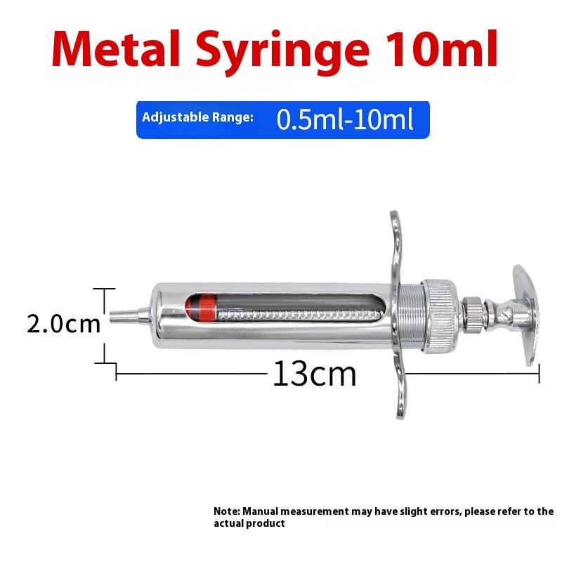 1 Set 20-50 ml Veteriner Alet Şırınga Aşı Enjeksiyonu Ayarlanabilir Doz 304 Paslanmaz Çelik İğne Ucu Dağıtıcı Hayvancılık Kümes Hayvanları