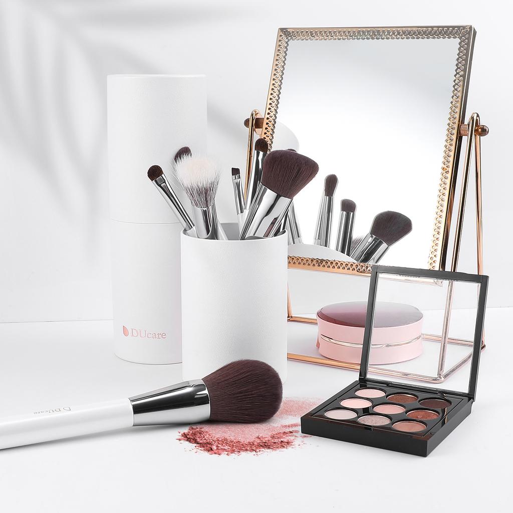 DUcare Profesionální 9dílná sada štětců na make-up, štětce na make-up, blending, korektor, tvářenku, oční stíny, konturování, pudr s cestovním pouzdrem