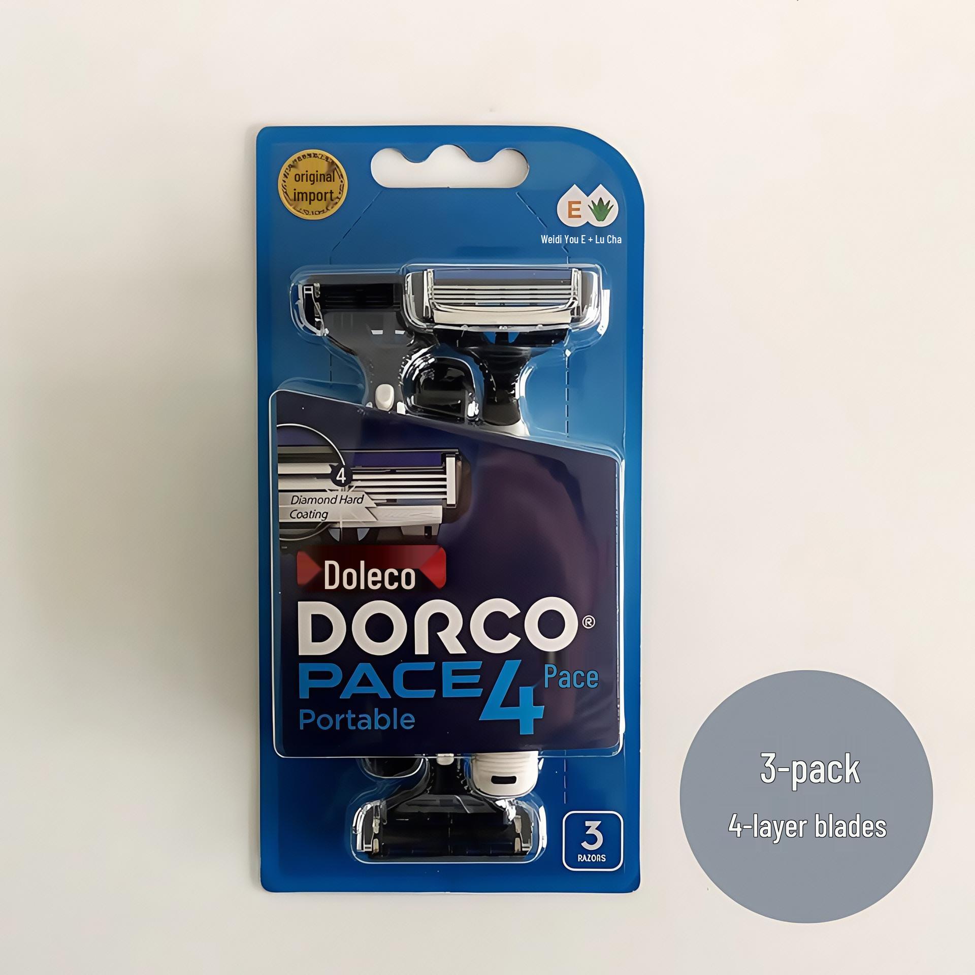 Dorco Manual Lightweight Razor Set - 3pcs with 6-layer and 4-layer Blades, New Packaging (SXA100-3B)