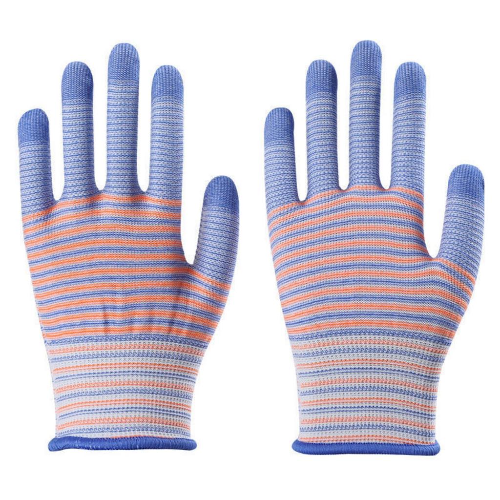 Breathable, Knitted, Protective Gloves, Striped, Anti Slip Gloves, Wear-resistant, Work Gloves, High Elasticity, Nylon Gloves