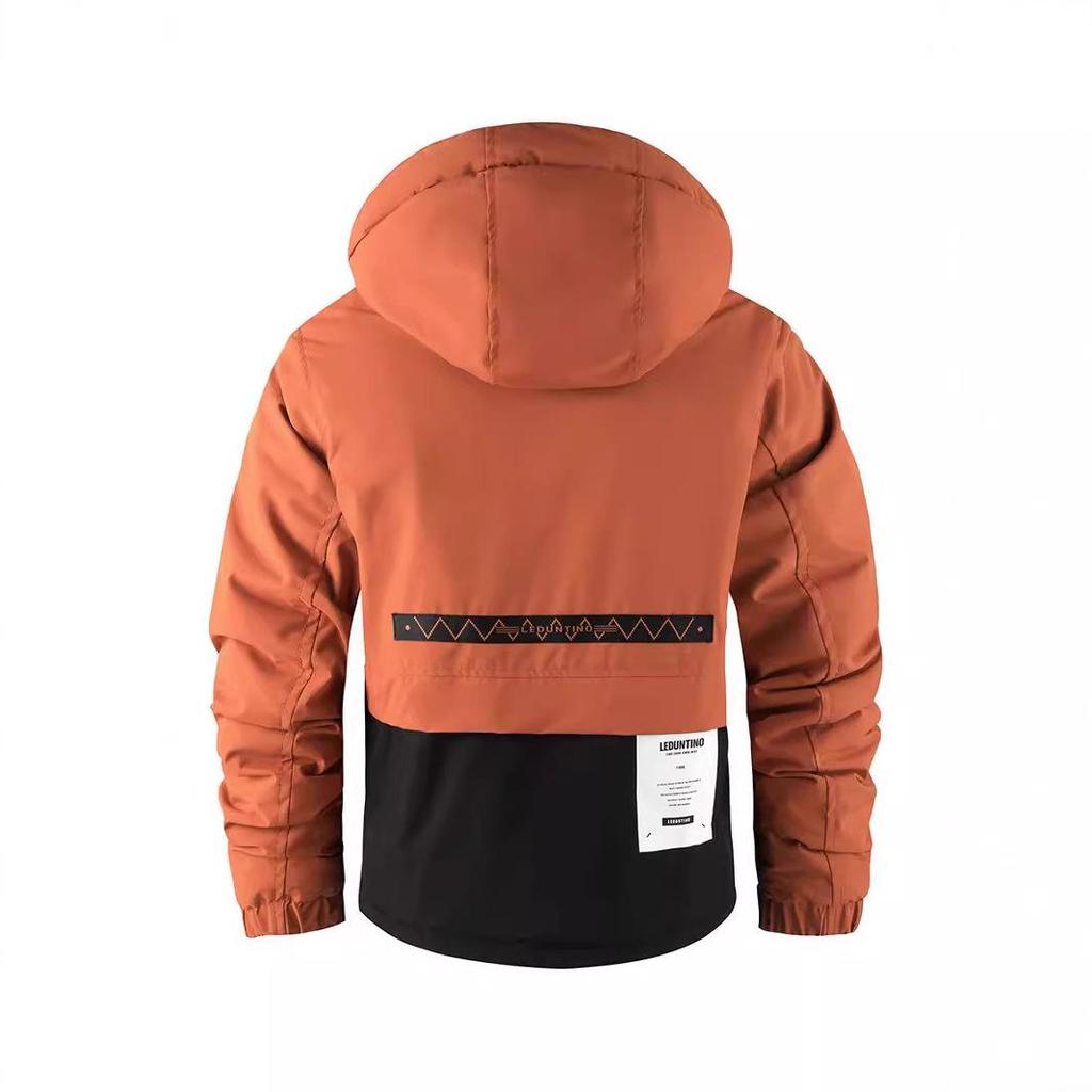 Pánský zimní nepromokavý kabát s kapucí - Velké velikosti, silně bavlněně polstrovaný pro teplo venku