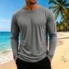 Maglia da uomo a maniche lunghe, girocollo, traspirante, fresca, atletica, per allenamento e uso casual