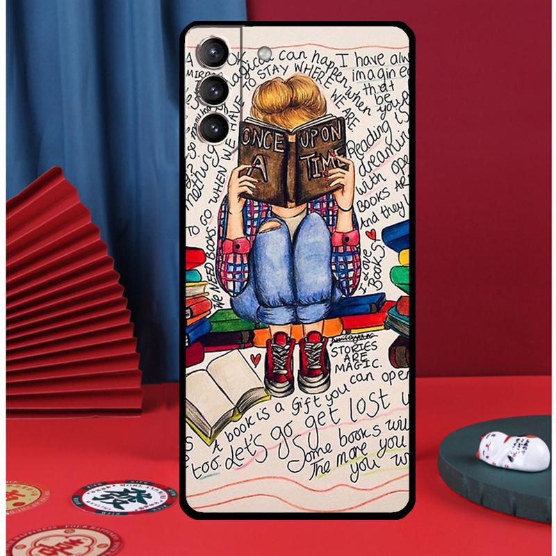 Read Books illustration Phone Case For Samsung Galaxy S24 Ultra S9 S10 S20 FE S21 S22 S23 Plus S25 Ultra Back Cover