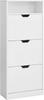 VASAGLE Shoe Cabinet with 3 Hinged Doors, Shoe Rack, Open Compartment, Adjustable Divider, 14 to 18 Pairs, for Small Entrance, 24 x 60 x 139 cm