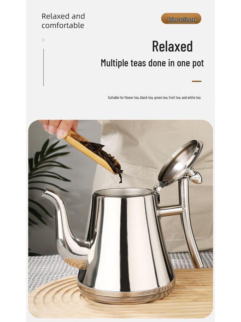 Stainless Steel Kashi Teapot & Coffee Pot with Filter, Cold Water Kettle for Induction Cooker, Light Luxury Design