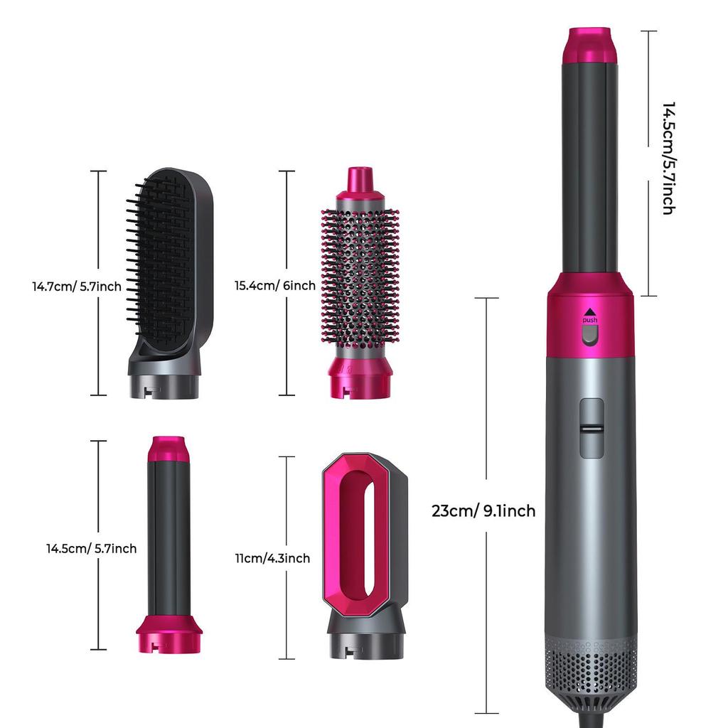 5-in-1 Air Curl Hot Brush: Straighten, Curl, Blow-Dry, Household Use Only (No Domestic Sales Support)