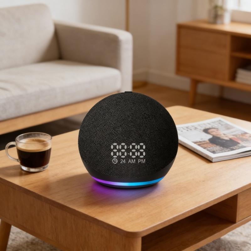 Compactly Bluetooth-compatible Speaker With Builts In Clock LED Lights For Home Office Outdoor Use HiFi Bass Sound Box