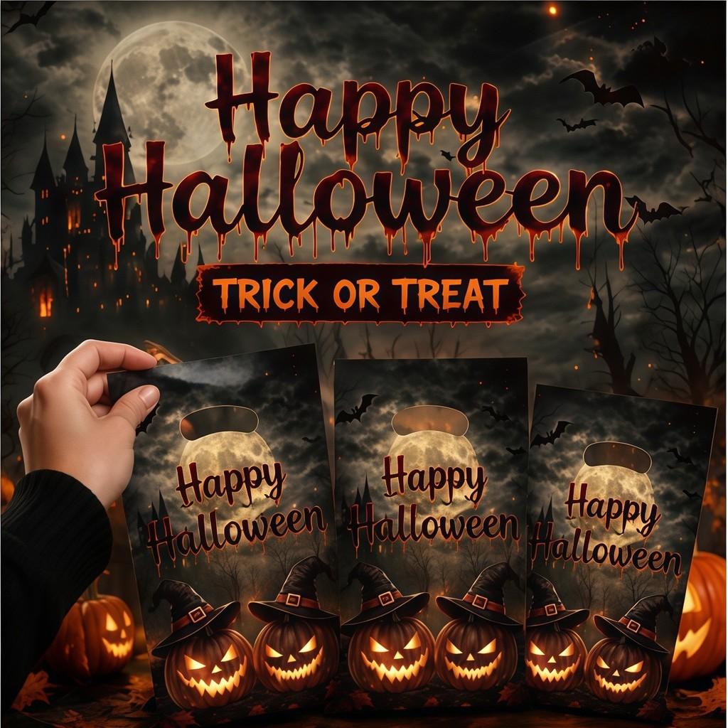 Halloween Pumpkin Candy Bags With Glitter Film For Childrens Trick Or Treat Parties