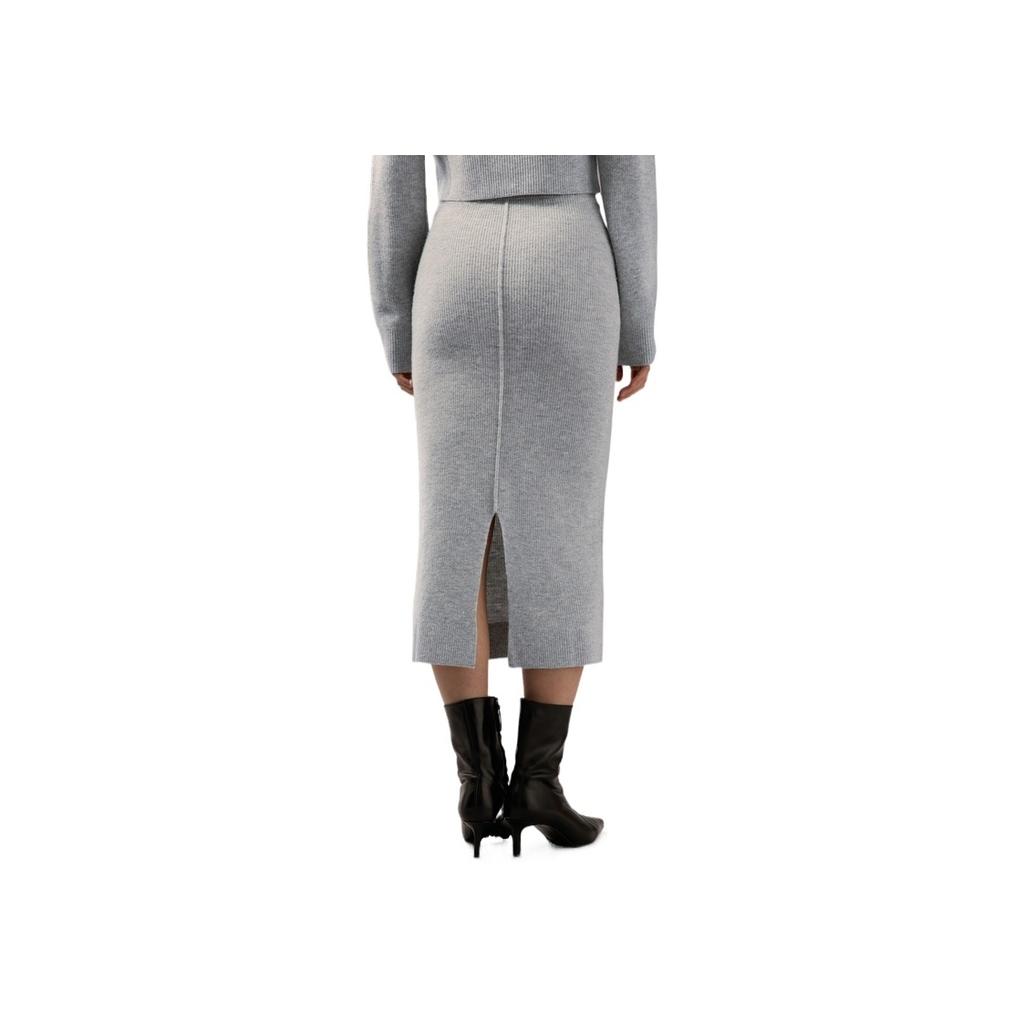 Calvin Klein Early Spring Solid Color Knit Midi Skirt Women Skirts Pearl-Gray J225099