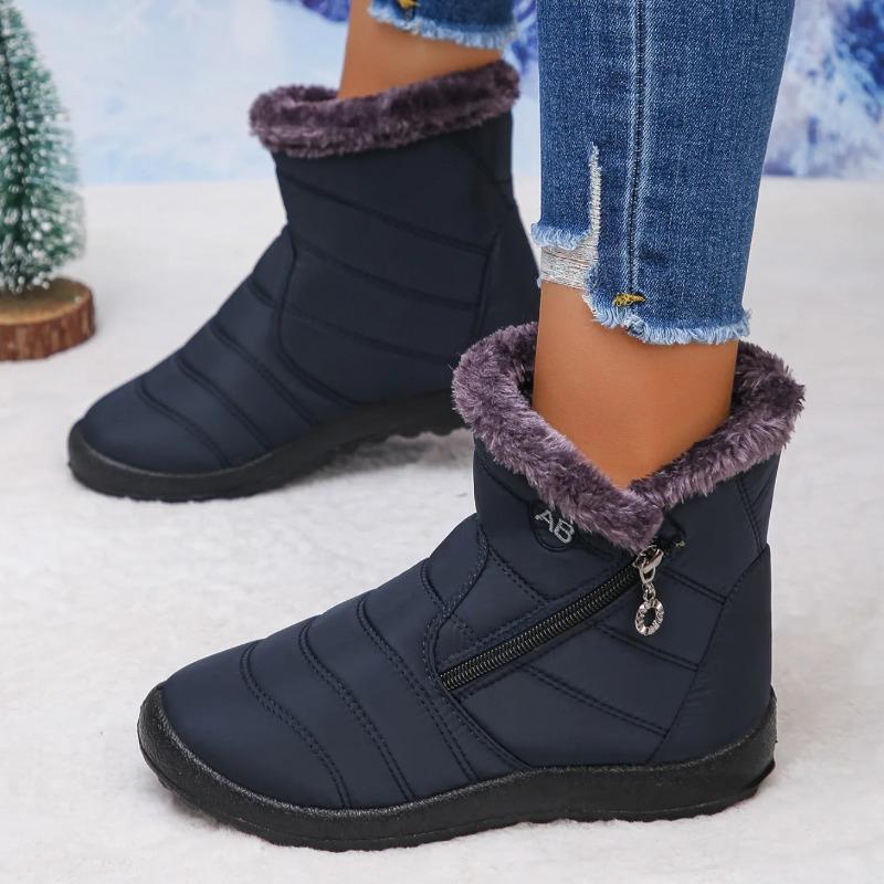 Women Snow Boots Comfortable Waterproof Women Shoes Retro Luxury Zipper Shoes Woman Winter Soft Thickened Fluff Boots Women