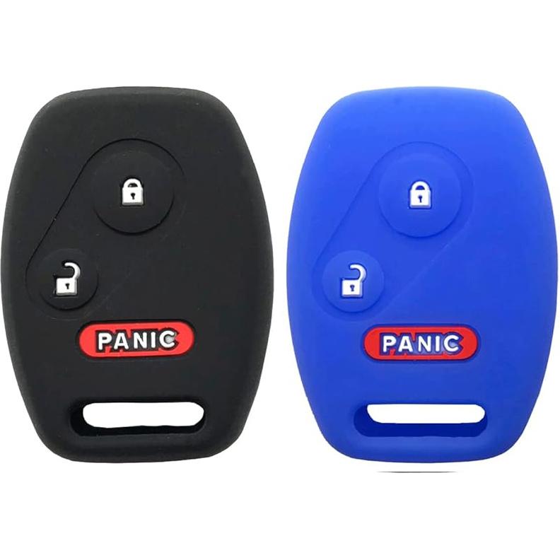 Silicone Protector Key Fob Cover Case fit for Honda Accord Pilot Civic Crosstour CR-V Element Key Fob 3 Buttons (Black+Black)