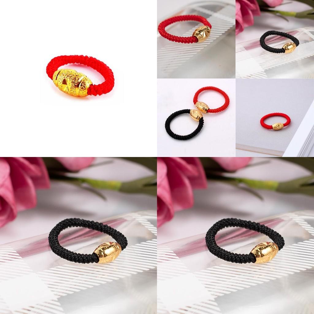 Stilvoller von der Natur inspirierter Kupfergoldring mit roten und schwarzen vietnamesischen Sandschmuckperlen