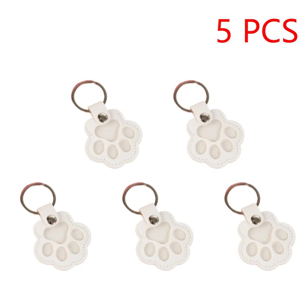 1-5PCS Pet Hair Keepsake Keychain PU Pet Keychains Hair Collector Cute Paw-Shaped Charm for Keyrings Bags and Personal Mementos