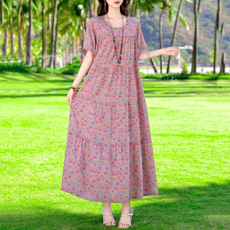 Elegant Long Dresses Summer Clothes Short Sleeve Casual Loose Women Dress