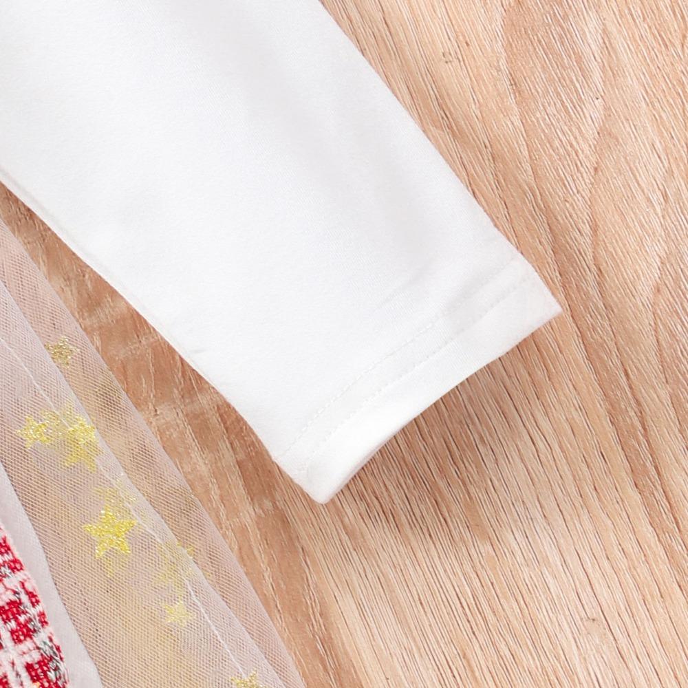 2-7Y Long-Sleeved Dress New Style Girls' Long-Sleeved Tiered Dress Christmas Dress with Bag