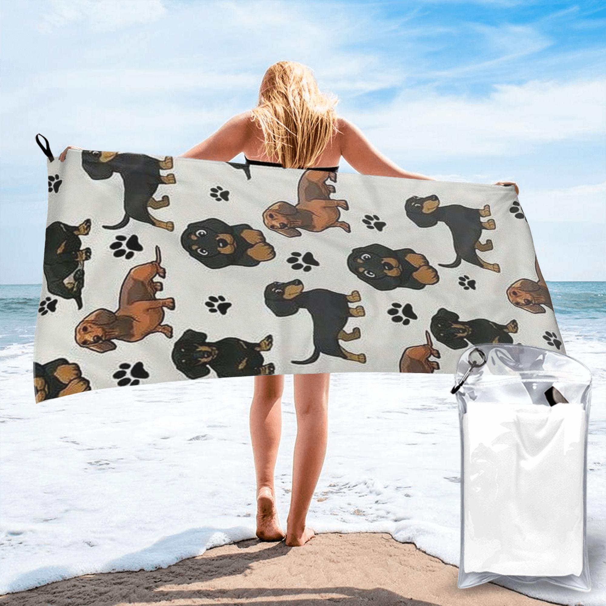 Dachshund Dog Cartoons Cute Beach Towel Soft Microfiber Quick Dry Absorbent Quick Towels For Pool W30*H60(CM)
