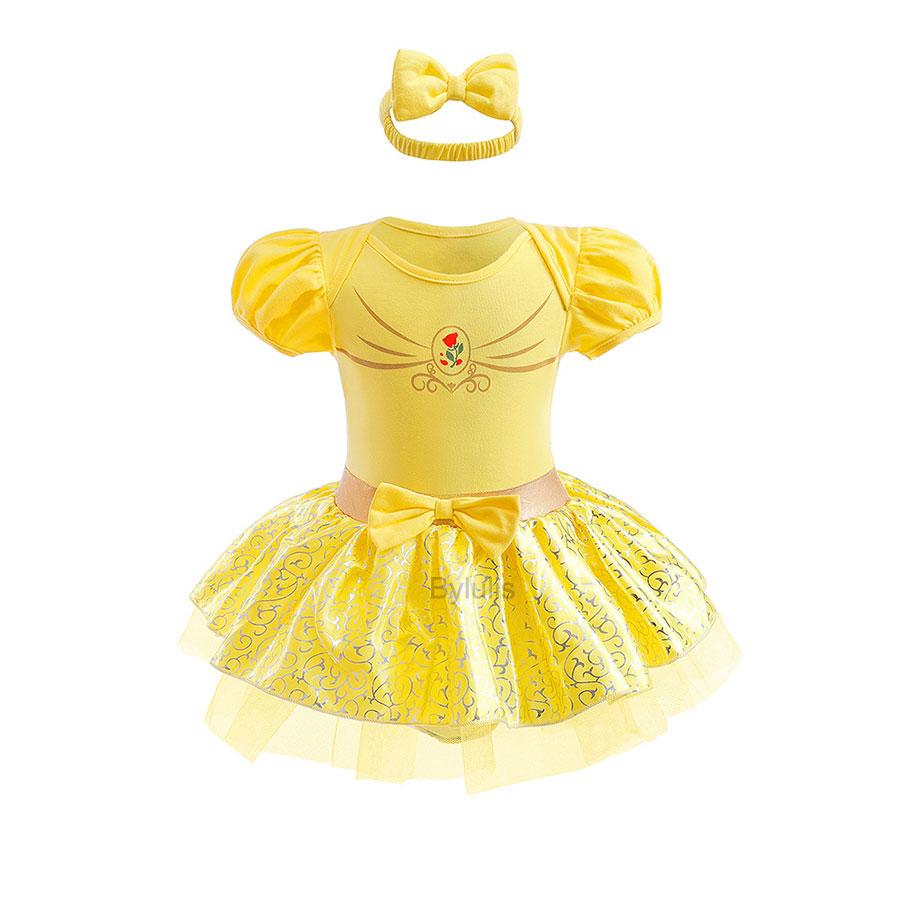 Baby Romper Tutu Dress with Headband Infant Baby Girl Princess Clothes Cute Design Kids Dress Halloween Party Costumes Outfit