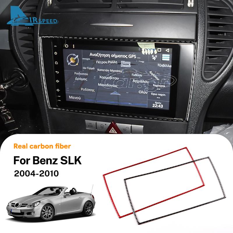 Mercedes Benz SLK R171 2004 2005 2006 2007 2008 2009 2010 Araç Orta Kontrol Paneli İçin Gerçek Yumuşak Karbon Fiber Kaplama Çıkartması