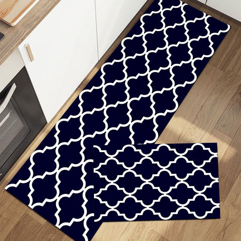Kitchen Floor Mat Simple Modern Black and White Grid Absorbent Oil Absorption Household Wear-resistant Anti-slip Mat Diatom Mud Foot Mat
