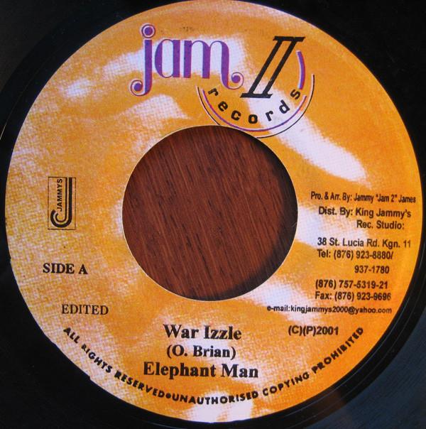 7inch Record ELEPHANT MAN - War Izzle none Jam II Records 2001 Jamaica Reggae, Ska & Dub Used