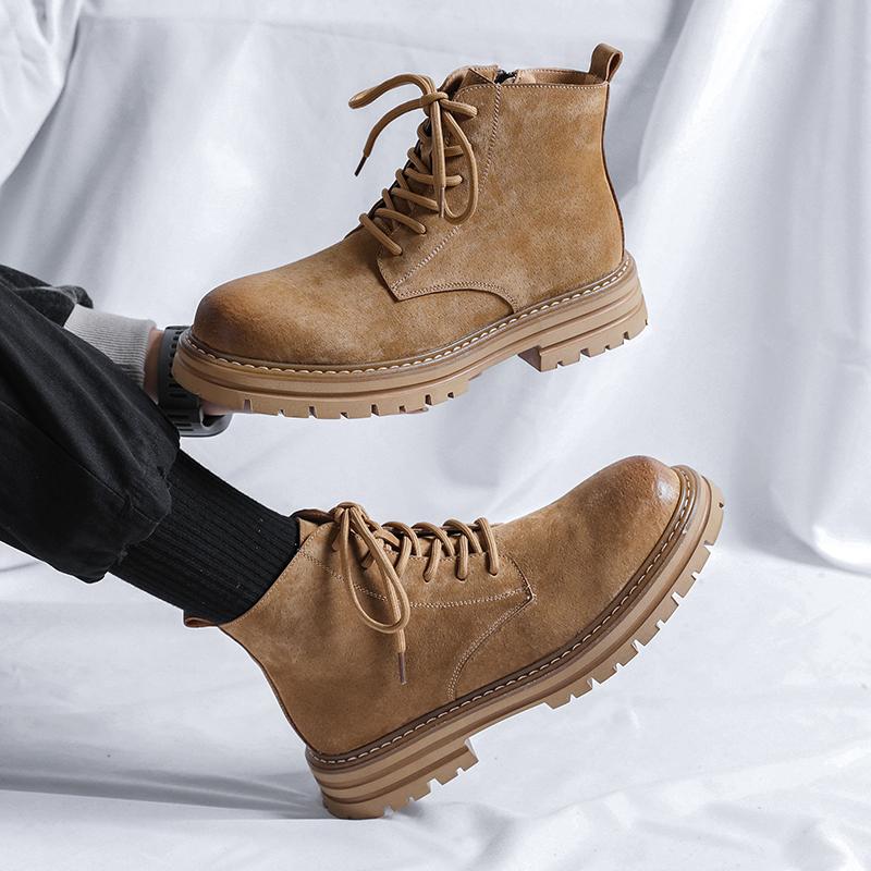 Luxury Brand Men Casual Boots High Quality Leather Men Ankle Outdoor Non-slip Desert Boots Shoes Male British Style Cowboy Boots