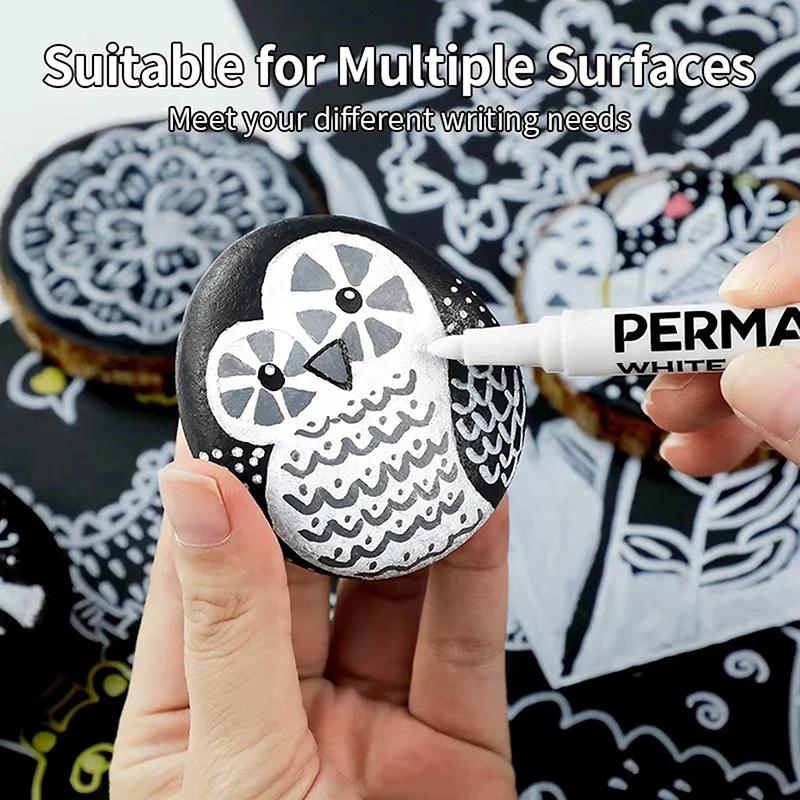 White Paint Pen For Rock Painting,Stone,Ceramic,Glass,Wood,Tire,Fabric,Metal,Canvas. Set Of 3/6/12 Acrylic Paint White Marker