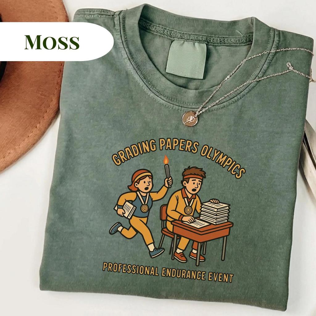 Comfort Colors® Grading Papers Olympics Tee, Funny Teacher Sports Shirt and kids tshirt, Retro School Humor