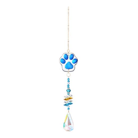 Crystal Cat Paw Wind Chimes, Crystal Suncatchers for Windows Hanging, Prism Rainbow Maker for Indoor Outdoor Home Garden Decor
