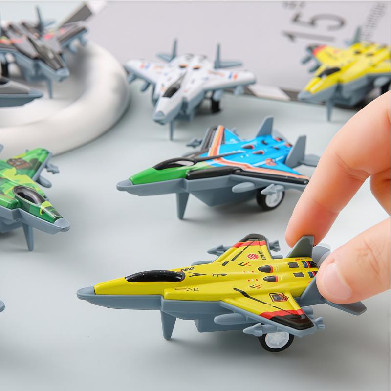 5Pcs Mini Alloy Metal Airplane Model Plane Diecast Fighter Skipper Aircraft Toy For Boy Pull Back Vehicles Christmas Gifts