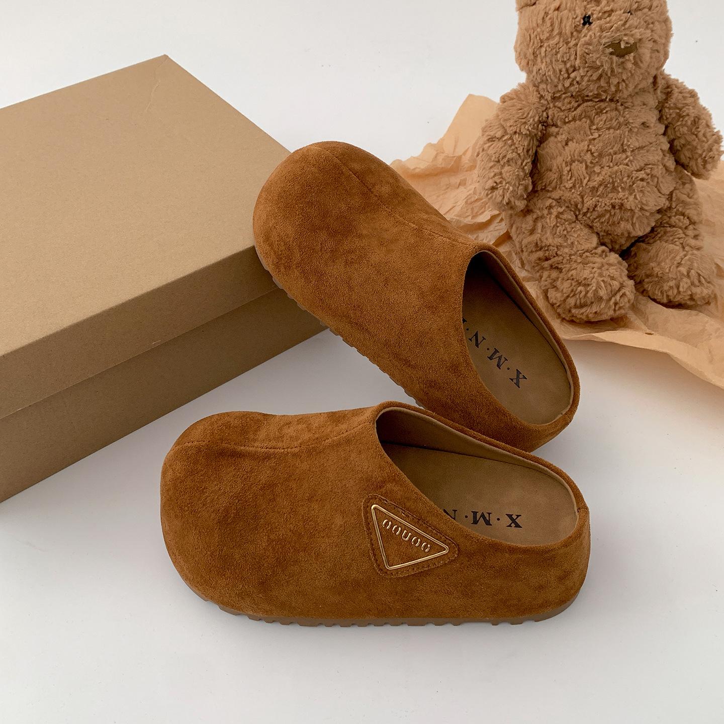 

Popular retro non-slip thick-soled bag head slippers for women s summer wear 2025 new versatile soft-soled half-drag Birkenstock shoes 40 верблюд