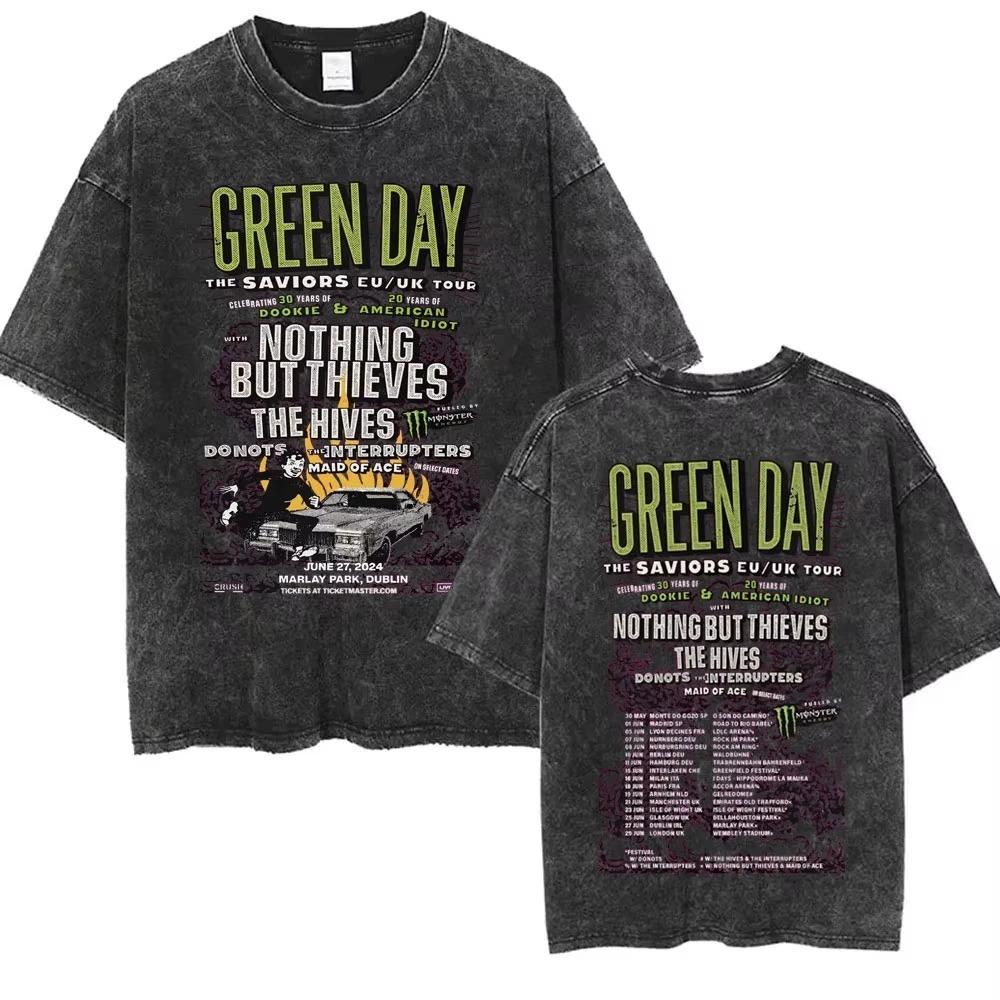 New Arrival Mens Clothes Tee Shirt Homme Graphic TShirts Men Tshirt for Men Ropa Hombre Washed Vintage Punk Band Green Day