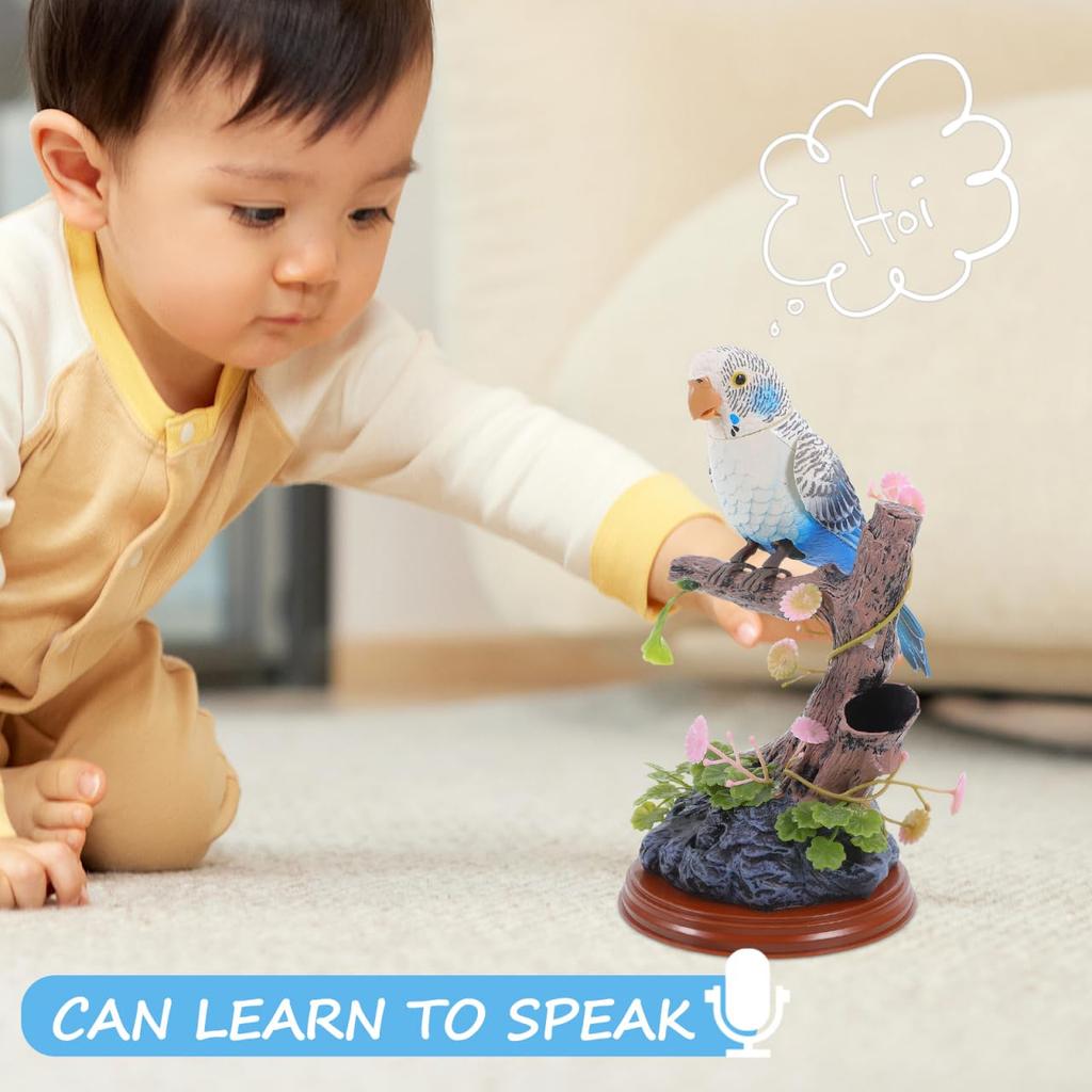 STOBOK Mluvící hračka Mluvící papoušek s funkcí nahrávání Simulační papoušek Papoušek opakující slova Mluvící papoušek Pták Aktivující zvuky Plyšová hračka Chimmy