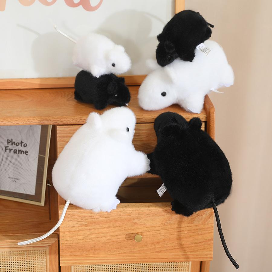 Simulation Mouse Plush Toy Cartoon White Mouse Rag Doll Year Of The Rat Mascot Gift
