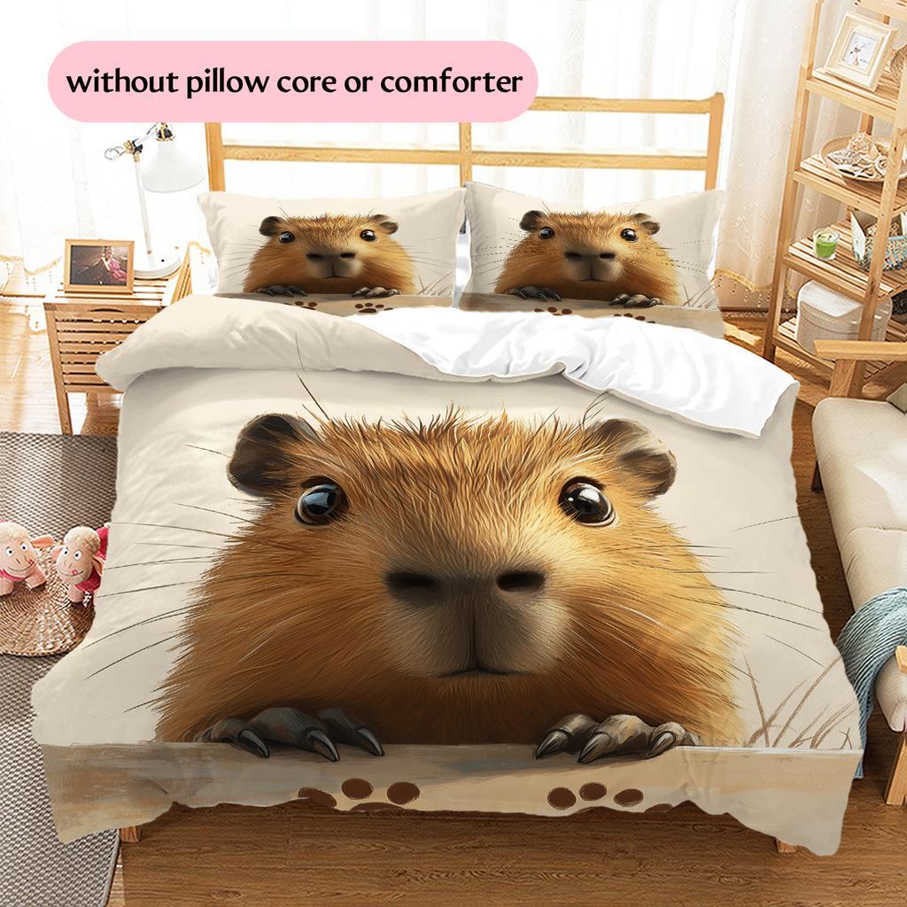 Povlečení s kapybarami Domácí dekorace Narozeninový dárek (1 * povlak na peřinu + 2 * povlak na polštář, bez jádra)