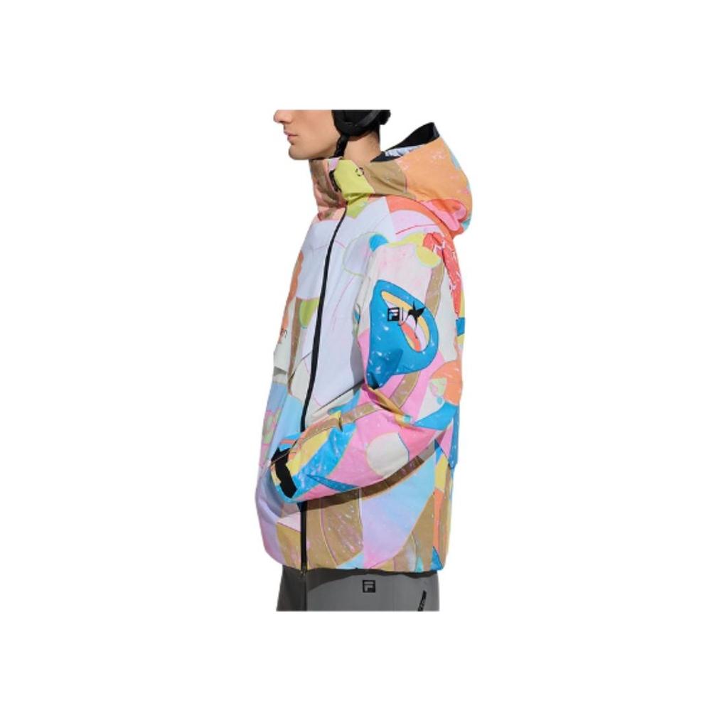 FILA X James Jean Collaboration Hooded Fashion Warm Printed Long Sleeve Winter Ski Jacket Unisex Jacket A11U446903F-ZA