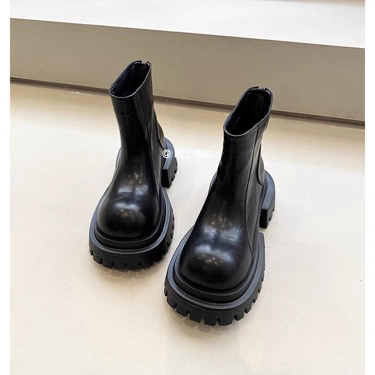 

Британский стиль ретро платформа с большой головой ботинки Мартин женские 2025 новые маленький человек выше и стройнее ботильоны Челси 40 чёрный