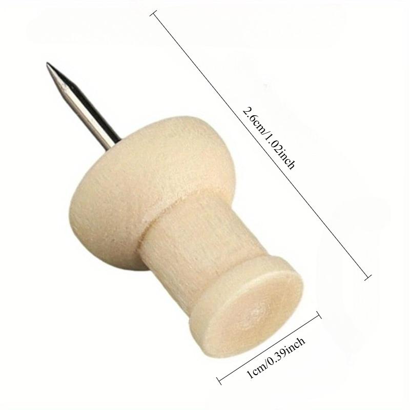 50Pcs Wooden Push Pins Cork Drawing Pins Wood Thumb Map Tacks for Cork Boards and Home Office Craft Projects