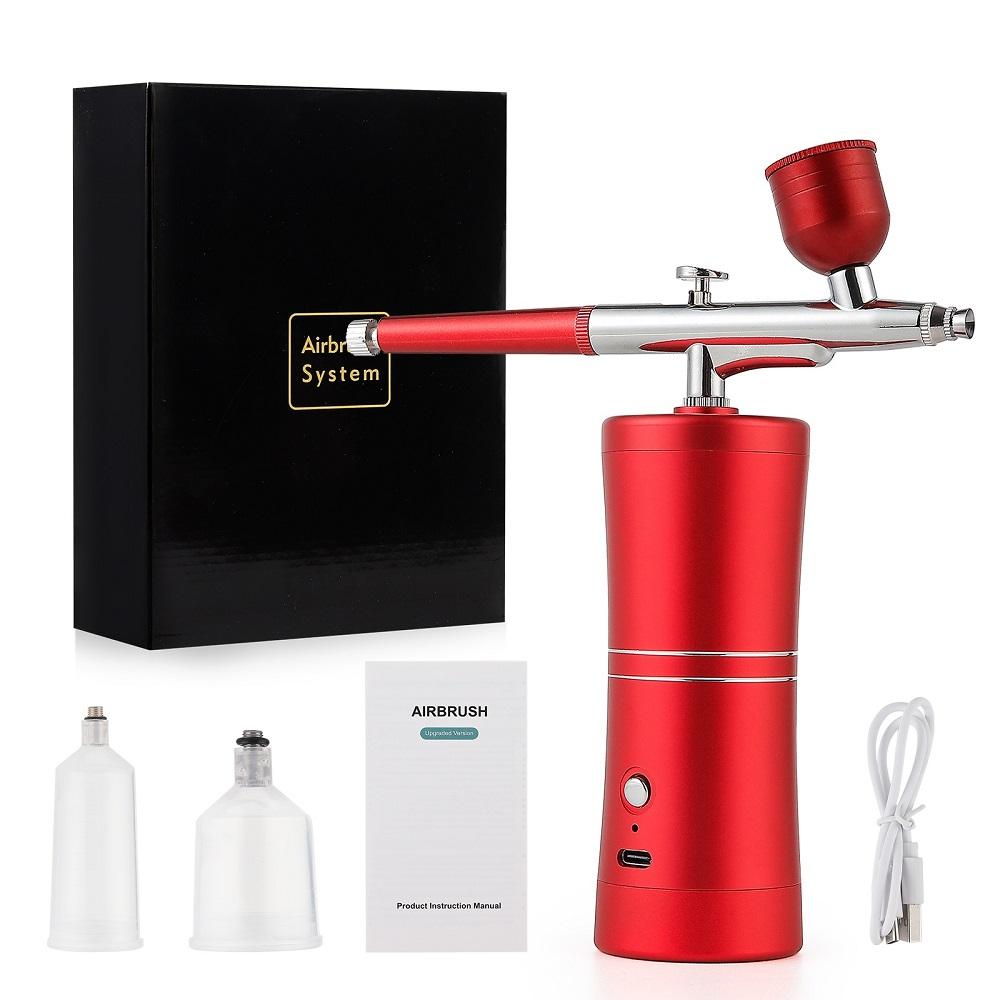 Top 0.3mm Pink Mini Air Compressor Kit Air-Brush Paint Spray Gun Airbrush For Nail Art Tattoo Craft Cake Nano Fog Mist Sprayer