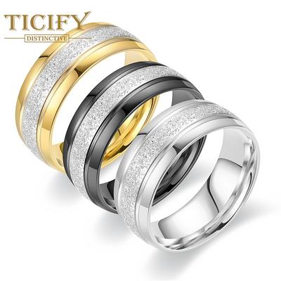 New Product Titanium Steel Rings European and American Fashion Vegetarian Rods Frosted Two -color Men's Ring