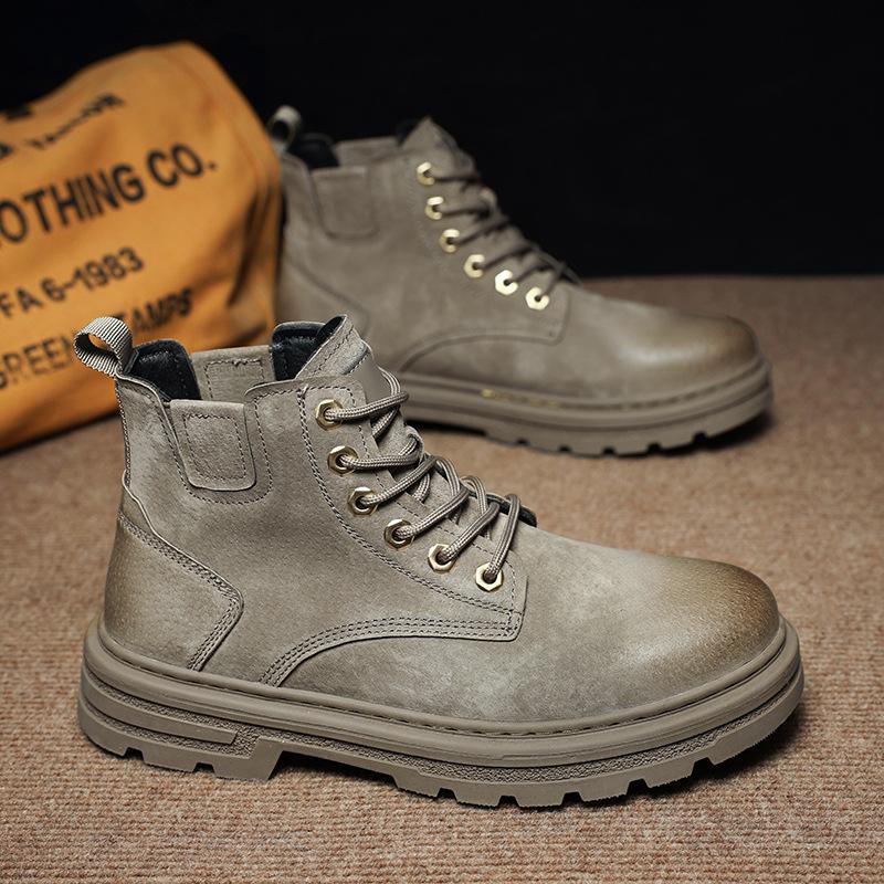 Martin Boots Men's Winter High-top Rhubarb Boots Outdoor Non-slip Tooling Boots Casual Versatile