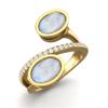 925 Sterling Silver Gold Vermeil 2.5 Cts Oval Shape Moonstone Dual Stone Boho Wedding Women Ring