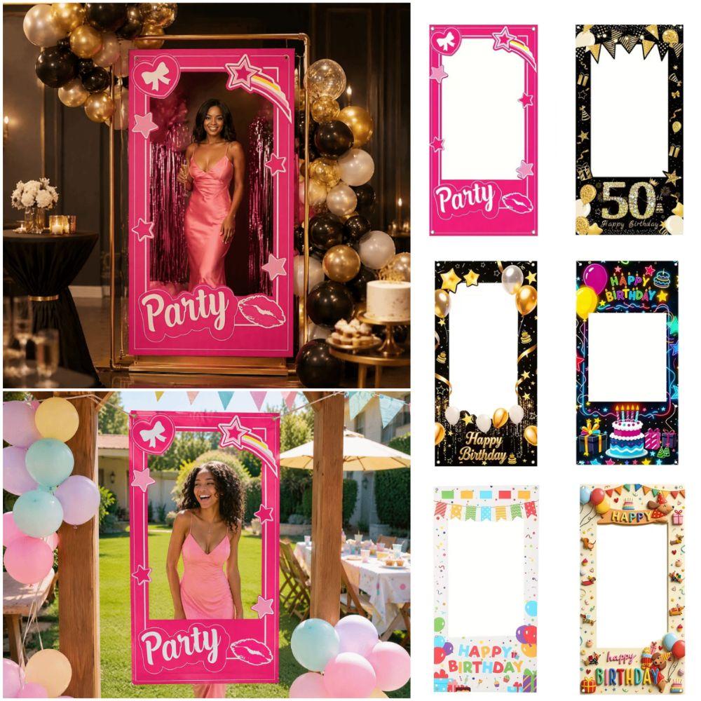 Cartoon Party Backdrop Banner Multicolor Birthday Party Decoration Fun Photo Session