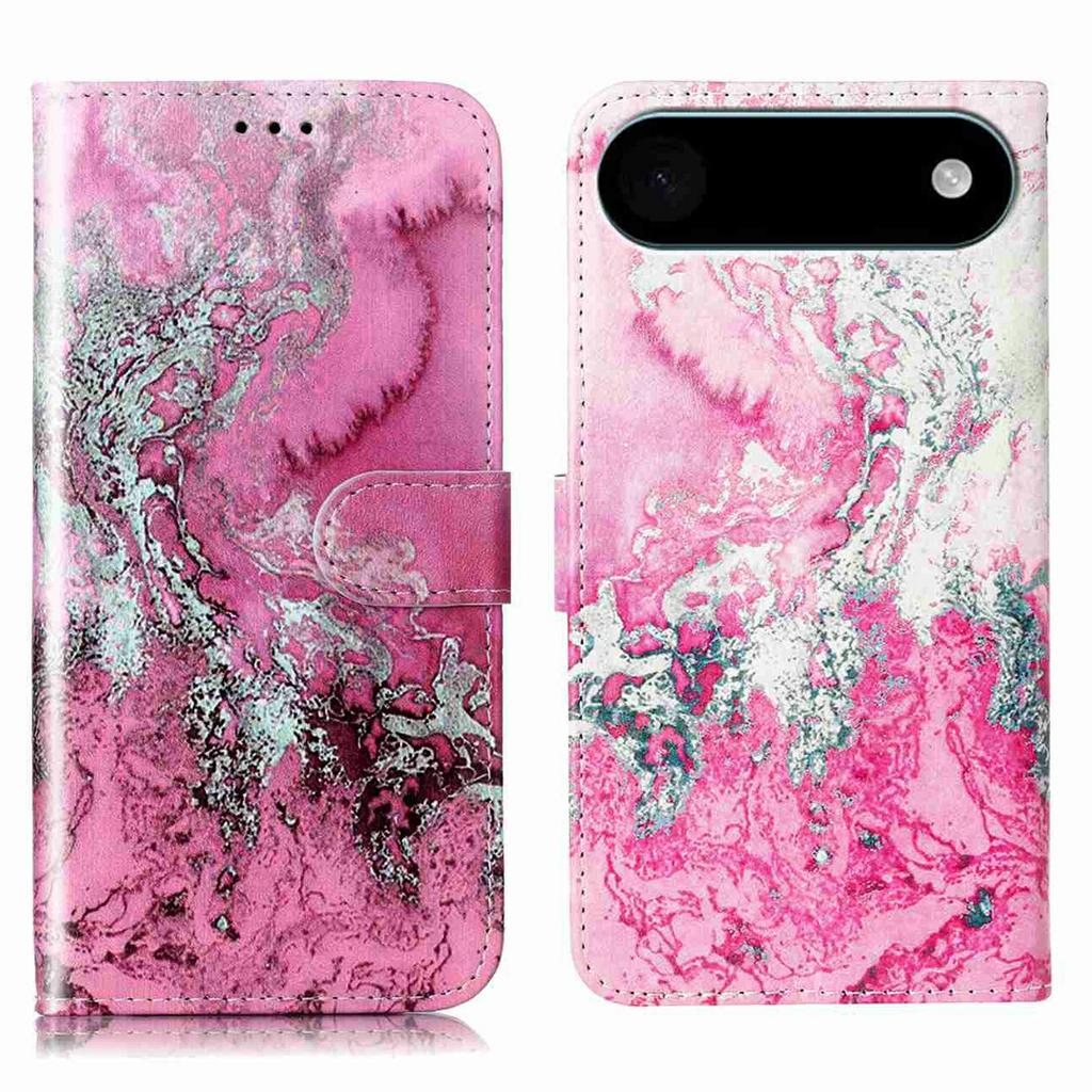 For iPhone 17 Air Stand Case Marble Painted Folio Flip Leather Wallet Phone Cover